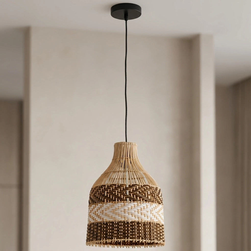 Colgante Lamparas de Techo - Colgante Ilvéna — Rattan Natural, orgánico (LED) foto de producto | Lampamac