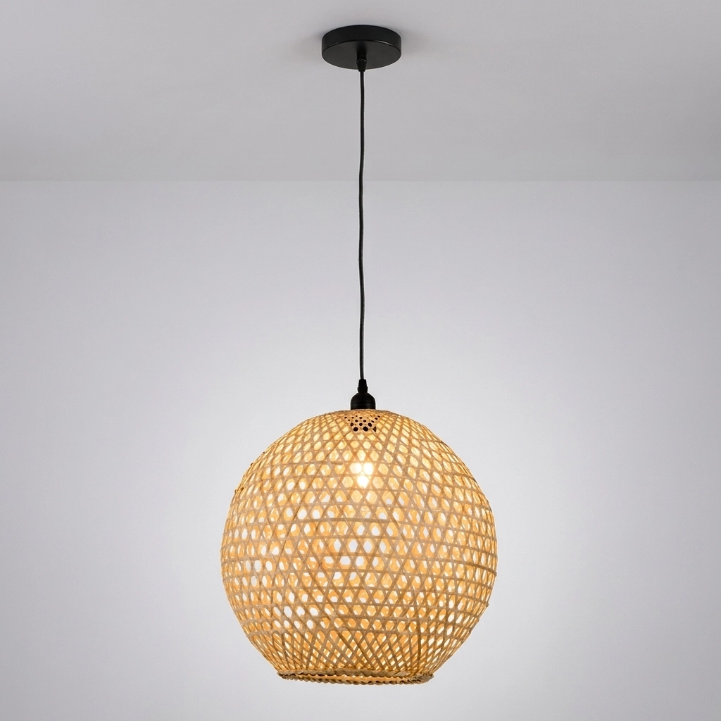 Colgante Lamparas de Techo - Colgante Vävantine — Bambú y Rattan, natural (LED) foto de producto | Lampamac