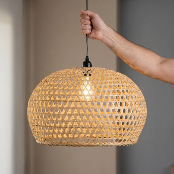 Colgante Lamparas de Techo - Colgante Colvanéra — Bambú y Rattan, natural (LED) dimensiones | Lampamac