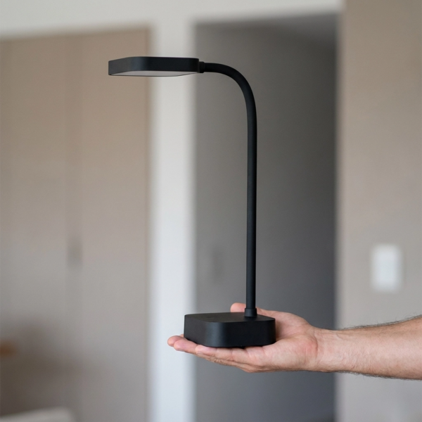 Lampara de Escritorio Lamparas de Mesa - Lámpara De Mesa Jaldéna — Metal y ABS, brazo flexible (LED) dimensiones | Lampamac