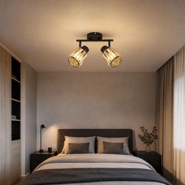 Plafon Lamparas de Pared - Aplique Révalina — Metal Negro y Cristal Fumé, decorativo (LED) ambiente alternativo | Lampamac