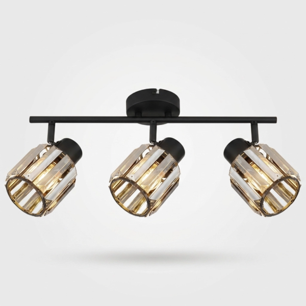 Plafon Lamparas de Pared - Aplique Kalvéra — Metal Negro y Cristal Fumé, decorativo (LED) detalle | Lampamac