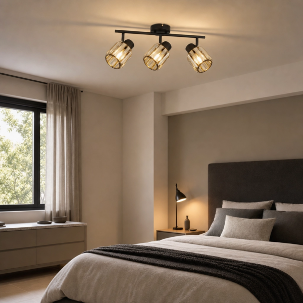 Plafon Lamparas de Pared - Aplique Kalvéra — Metal Negro y Cristal Fumé, decorativo (LED) ambiente alternativo | Lampamac