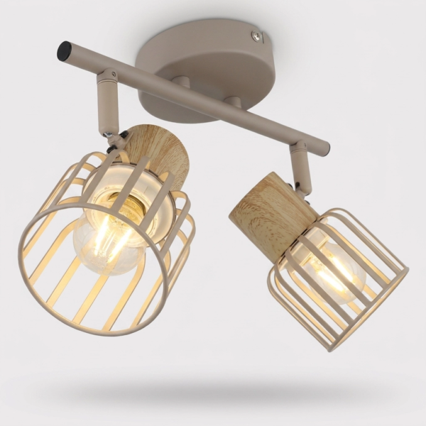 Plafon Lamparas de Techo - Aplique Halvéra — Metal Símil Madera, nórdico cálido (LED) detalle | Lampamac