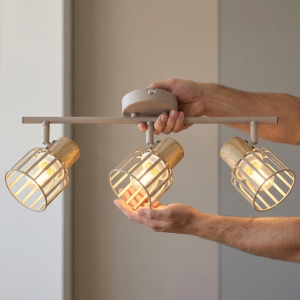 Plafon Lamparas de Techo - Aplique Paldéna — Metal Símil Madera, nórdico cálido (LED) dimensiones | Lampamac