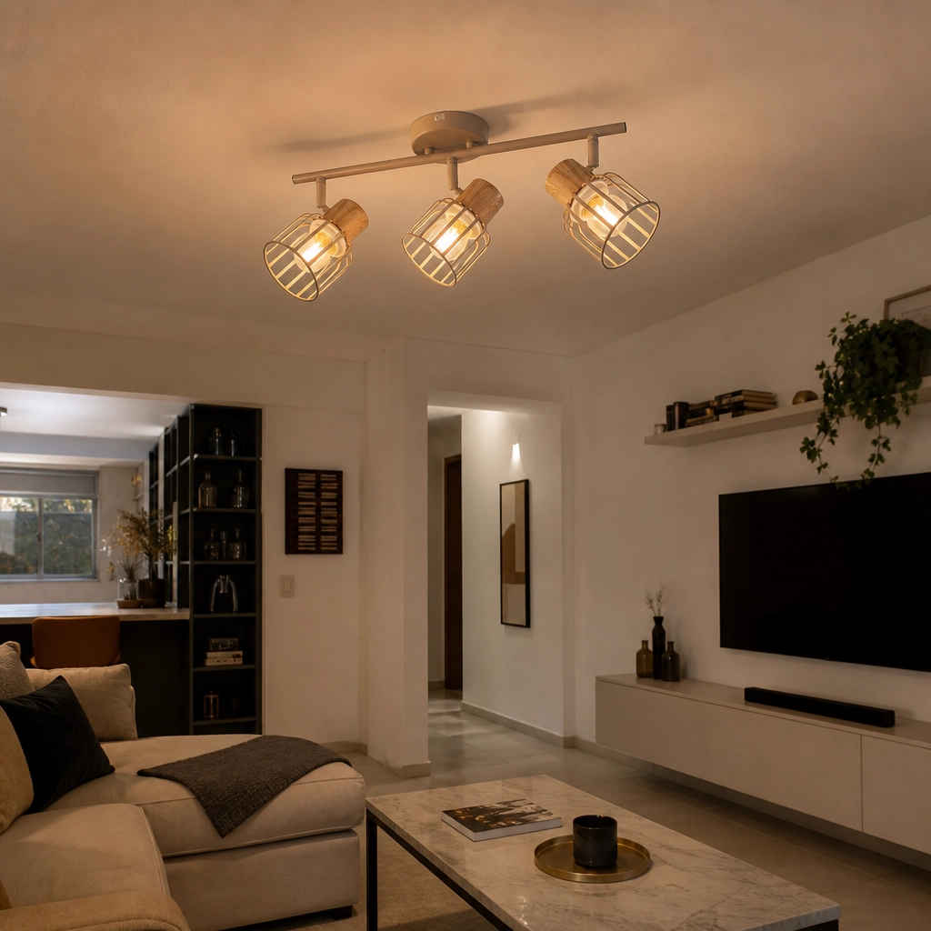 Plafon Lamparas de Techo - Aplique Paldéna — Metal Símil Madera, nórdico cálido (LED) ambiente decorado | Lampamac