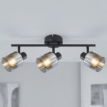 Plafon Lamparas de Techo - Aplique Oävantine — Metal Negro y Cristal Fumé, decorativo lineal (LED) foto de producto | Lampamac