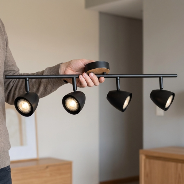 Plafon Lamparas de Techo - Aplique Solévane — Metal y Madera, moderno (LED) dimensiones | Lampamac