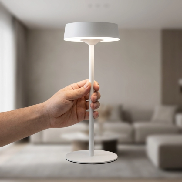 Velador Led Lamparas de Mesa - Velador Led Galcanéra — Metal y ABS blanco, regulable con USB (LED) dimensiones | Lampamac