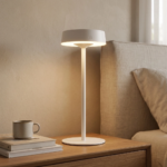 Velador Led Galcanéra — Metal y ABS blanco, regulable con USB (LED)