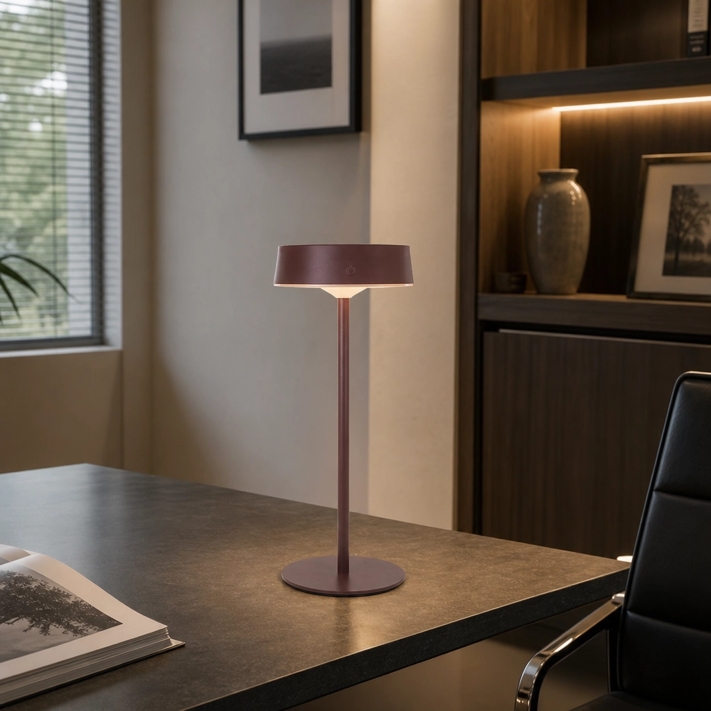 Velador Led Lamparas de Mesa - Velador Led Salvéra — Metal y ABS marrón, regulable con USB (LED) ambiente decorado | Lampamac