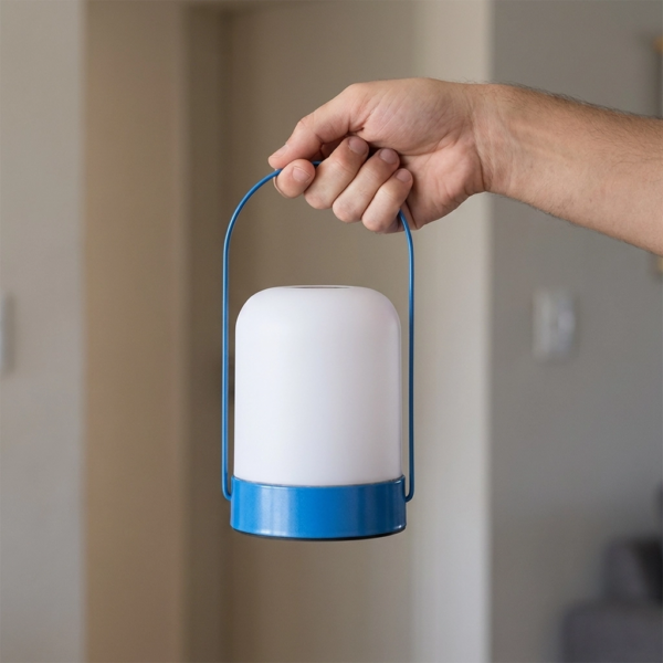 Velador Led Lamparas de Mesa - Velador Led Estanéra — Metal y ABS azul, regulable con USB (LED) dimensiones | Lampamac