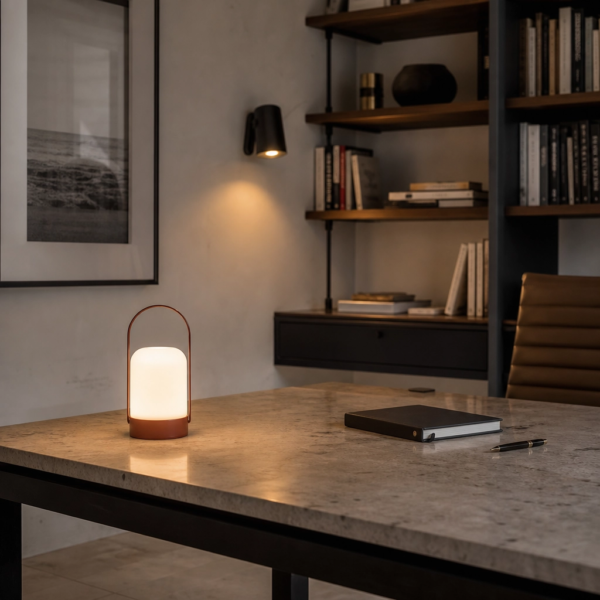 Velador Led Lamparas de Mesa - Velador Led Estvénia — Metal y ABS marrón, regulable con USB (LED) ambiente alternativo | Lampamac
