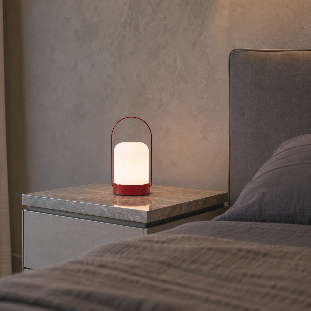 Velador Led Lamparas de Mesa - Velador Led Carvéla — Metal y ABS rojo, regulable con USB (LED) ambiente decorado | Lampamac