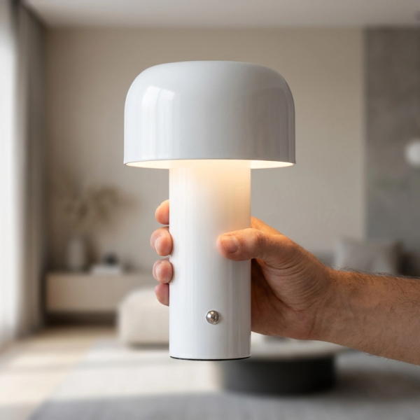 Velador Led Lamparas de Mesa - Velador Led Dërmonne — Metal y ABS blanco, moderno con USB (LED) dimensiones | Lampamac