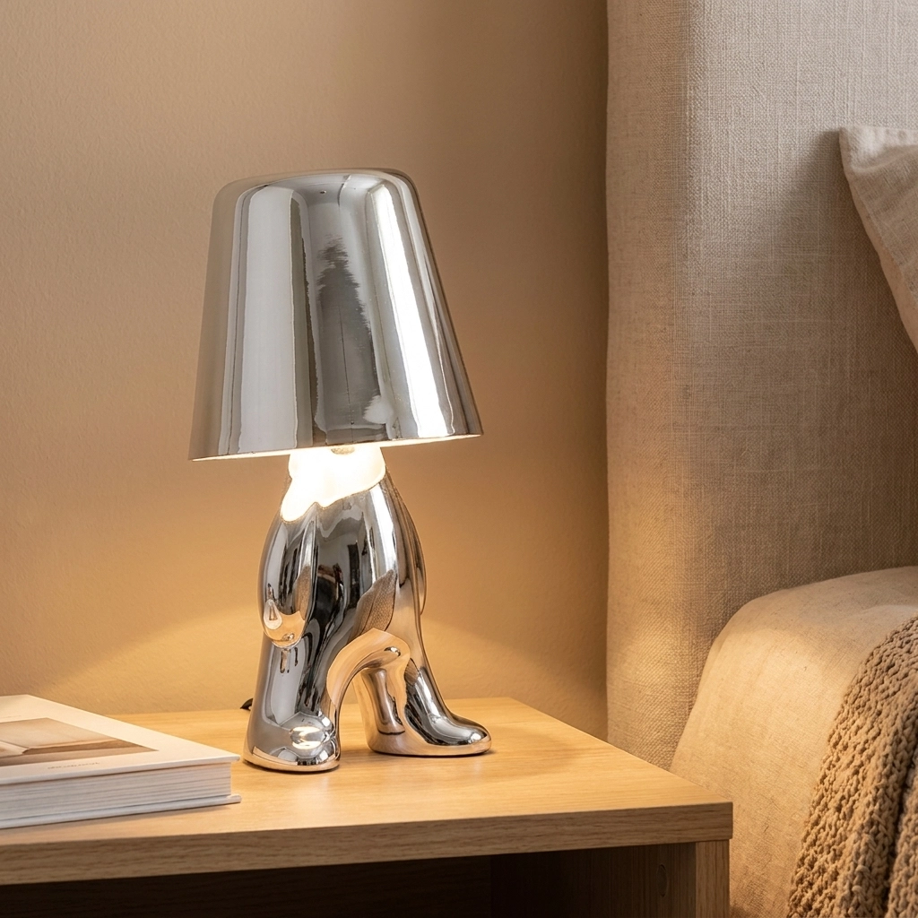 Velador Led Lamparas de Mesa - Velador Led Galdéra — Metal Cromo cromo, moderno con USB (LED) foto de producto | Lampamac