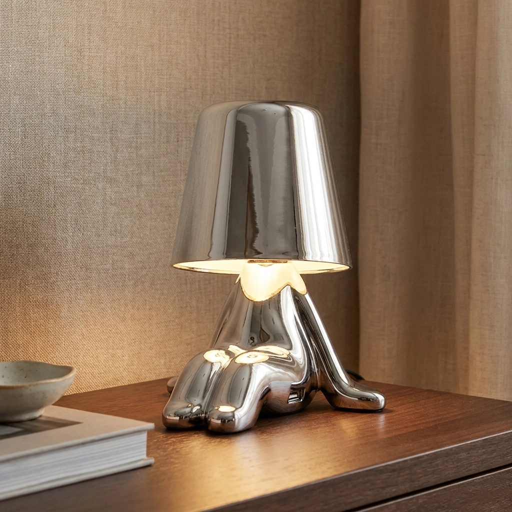 Velador Led Lamparas de Mesa - Velador Led Selvéra — Metal Cromo cromo, moderno con USB (LED) foto de producto | Lampamac