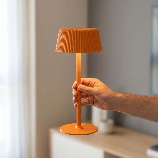 Velador Led Lamparas de Mesa - Velador Led Aävantine — Metal y ABS naranja, moderno con USB (LED) dimensiones | Lampamac