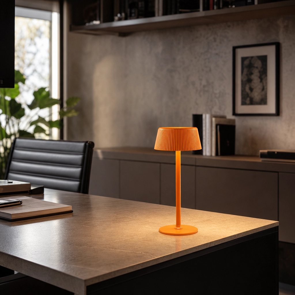 Velador Led Lamparas de Mesa - Velador Led Aävantine — Metal y ABS naranja, moderno con USB (LED) ambiente decorado | Lampamac