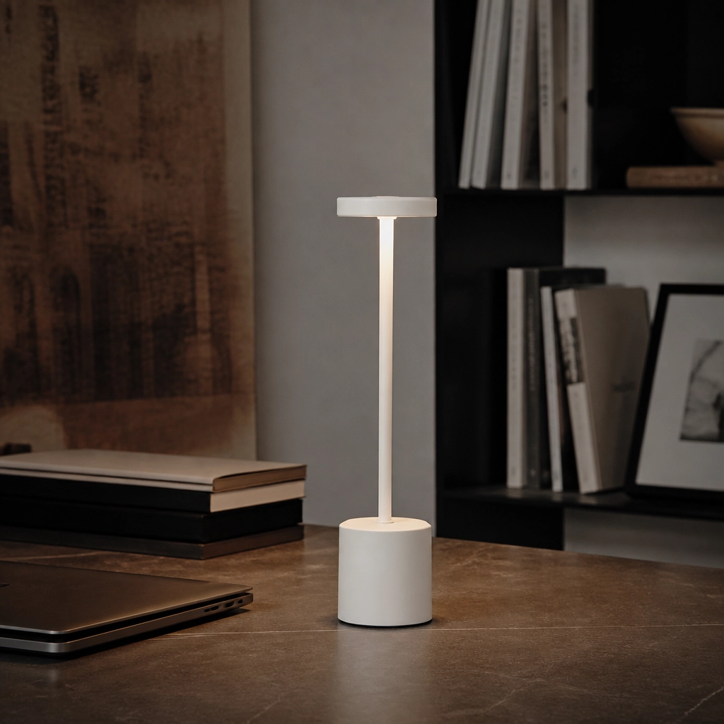 Velador Led Lamparas de Mesa - Velador Led Centellar — Metal y ABS blanco, regulable con USB (LED) ambiente decorado | Lampamac