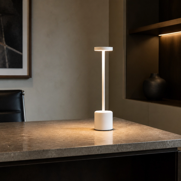 Velador Led Lamparas de Mesa - Velador Led Centellar — Metal y ABS blanco, regulable con USB (LED) ambiente alternativo | Lampamac