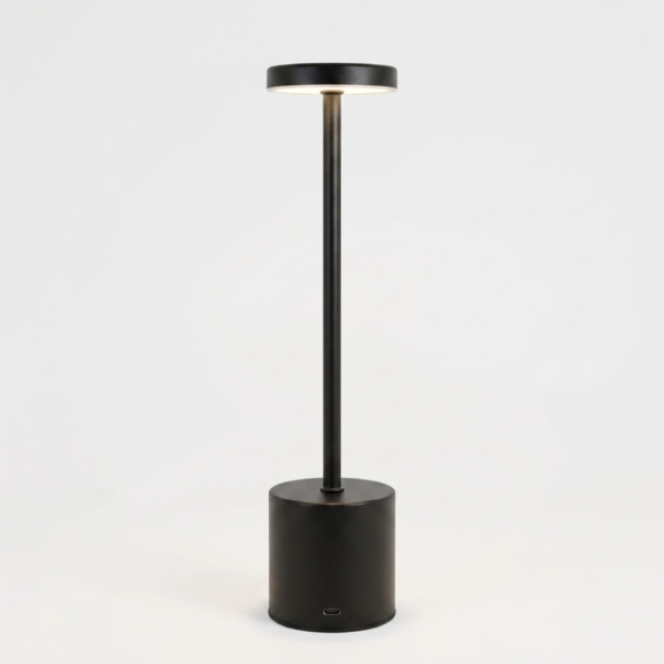 Velador Led Lamparas de Mesa - Velador Led Saldéna — Metal y ABS negro, regulable con USB (LED) detalle | Lampamac