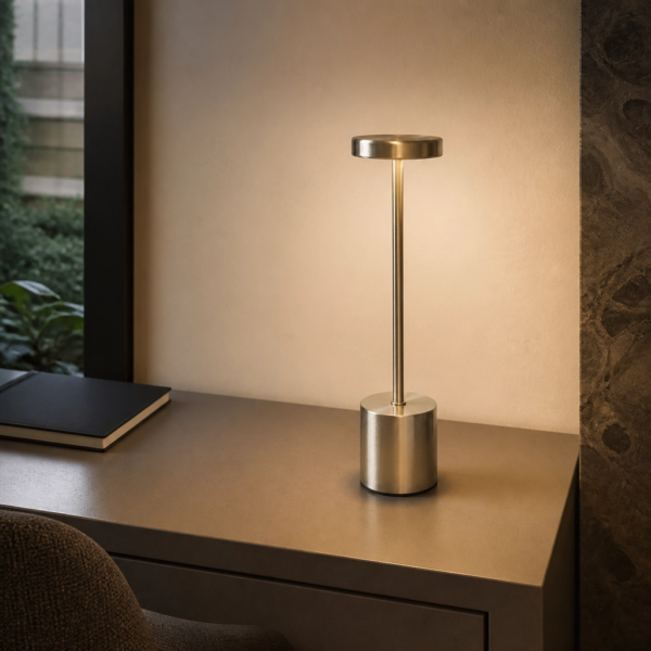 Velador Led Lamparas de Mesa - Velador Led Ilvénia — Metal y ABS plateado, regulable con USB (LED) ambiente alternativo | Lampamac