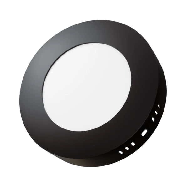 Plafón de Sobreponer 6w Negro Redondo luz cálida — Vista lateral | Lampamac