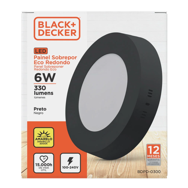 Plafón de Sobreponer 6w Negro Redondo luz cálida — Instalado | Lampamac