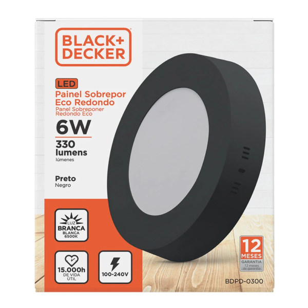 Plafón de Sobreponer 6w Negro Redondo luz fria — Instalado | Lampamac