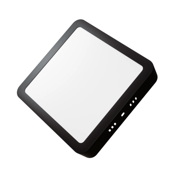 Plafón de Sobreponer 18w Negro Cuadrado luz fria — Vista lateral | Lampamac