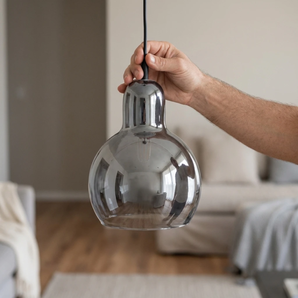 Lámpara Colgante Ferrara Cónica en Vidrio Fumé Interior (E27) — Instalado | Lampamac