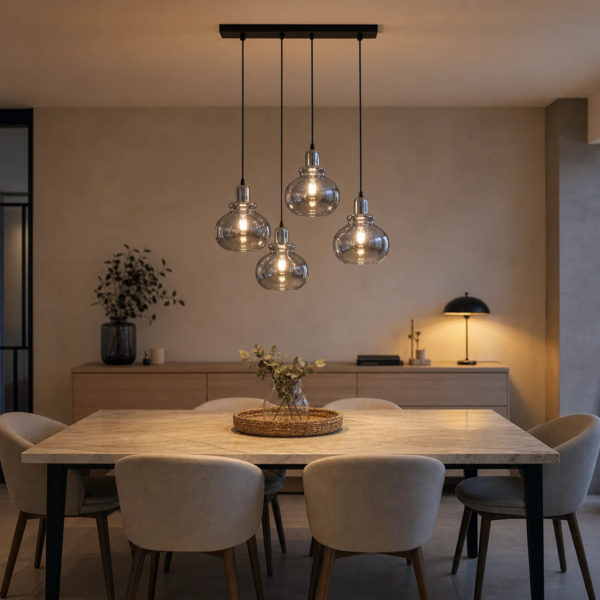 Lámpara Colgante Champigny Retro en Vidrio Fumé Cromo 1 Luz (E27) — Ambiente | Lampamac