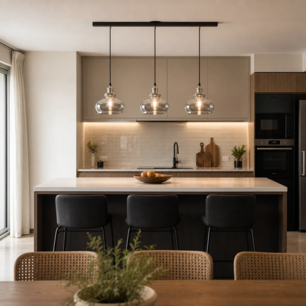 Lámpara Colgante Morteau Retro en Vidrio Fumé Cromo 3 Luces (E27) — Ambiente | Lampamac