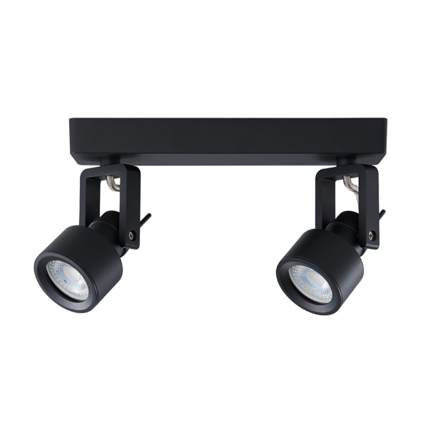 Giulianova Plafón Spot Doble Orientable Aluminio Negro GU10 de techo - Imagen de producto | Lampamac
