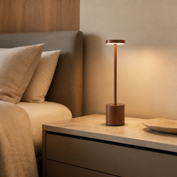 Velador Lamparas de Mesa MARKAS-TL9001-MARRON - Ambientada | Lampamac