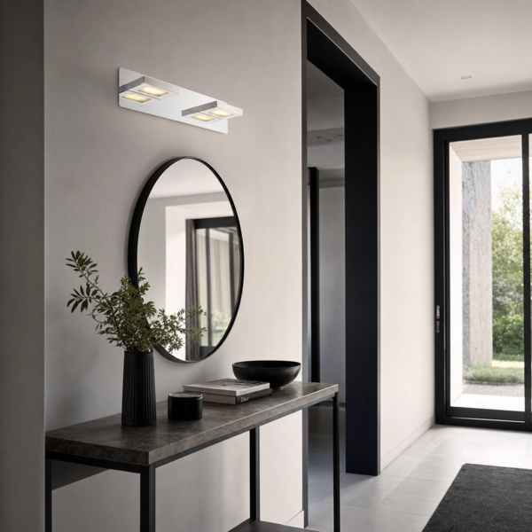 Mattinata | Aplique Metal Moderno Sereno Doble Cuadrado LED en entrada moderno argentino