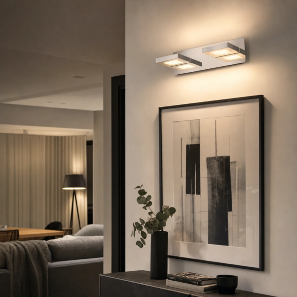 Mattinata | Aplique Metal Moderno Sereno Doble Cuadrado LED en living moderno argentino
