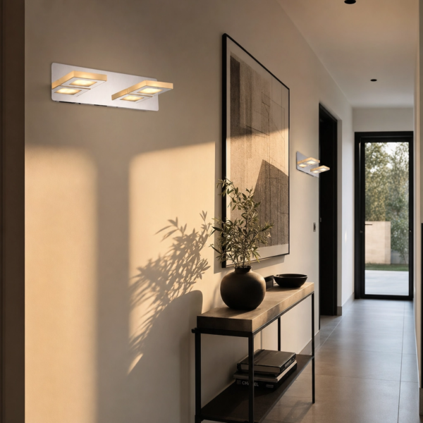 Mattinata | Aplique Metal Moderno Sereno Doble Cuadrado LED en pasillo moderno argentino