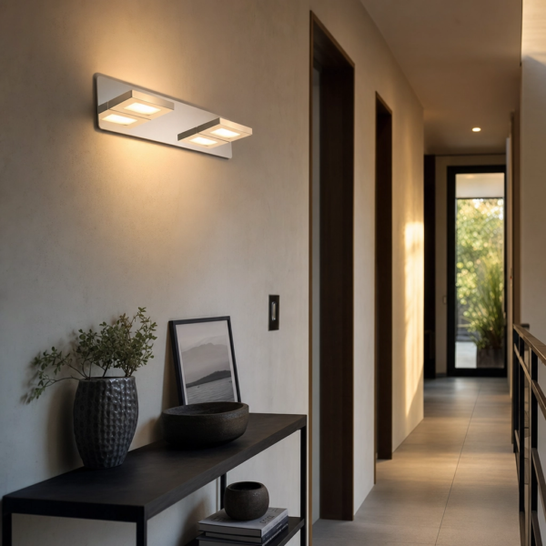 Mattinata | Aplique Metal Moderno Sereno Doble Cuadrado LED en pasillo moderno argentino