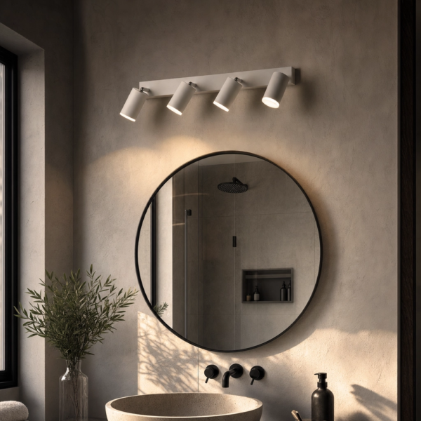 Bagheria | Aplique Metal Moderno Sereno Cuádruple Orientable GU10 en baño moderno argentino