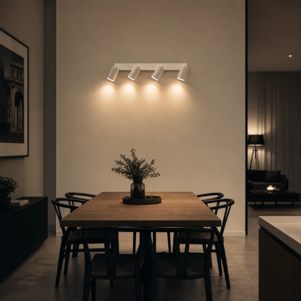 Bagheria | Aplique Metal Moderno Sereno Cuádruple Orientable GU10 en comedor moderno argentino