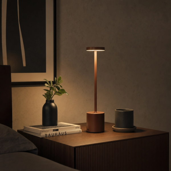 Bovino | Velador Metal Moderno Acogedor Recargable LED en estudio moderno argentino