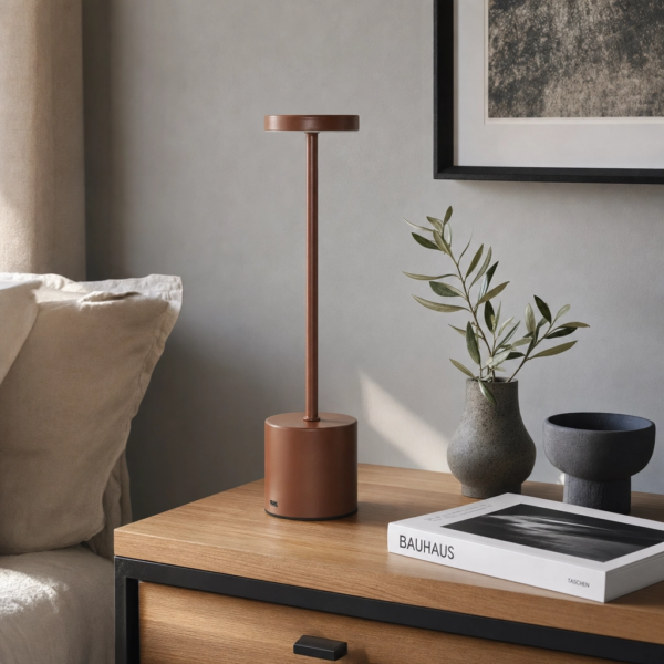 Bovino | Velador Metal Moderno Acogedor Recargable LED en living moderno argentino