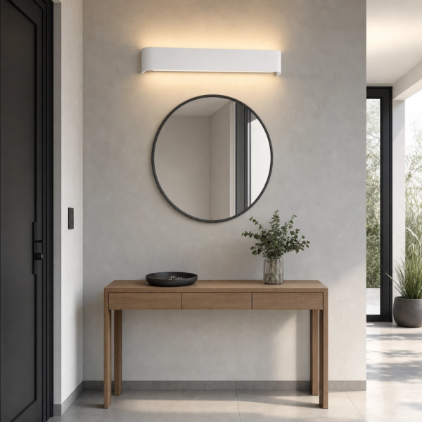 Candelo | Aplique Aluminio Minimalista Envolvente Lineal Curvo LED en entrada moderno argentino