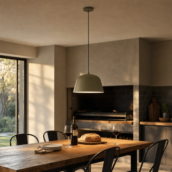 Vieste | Colgante Metal Nórdico Acogedor Campana E27 en quincho moderno argentino