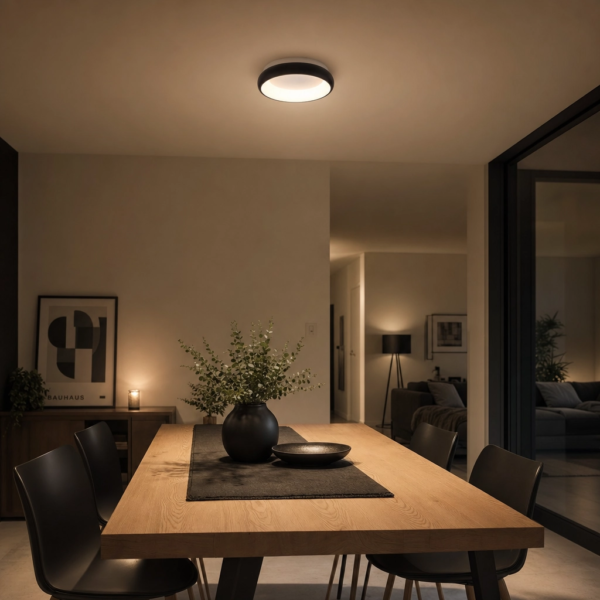 Corato | Plafón Metal Minimalista Elegante Redondo LED en comedor moderno argentino