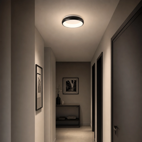 Corato | Plafón Metal Minimalista Elegante Redondo LED en pasillo moderno argentino