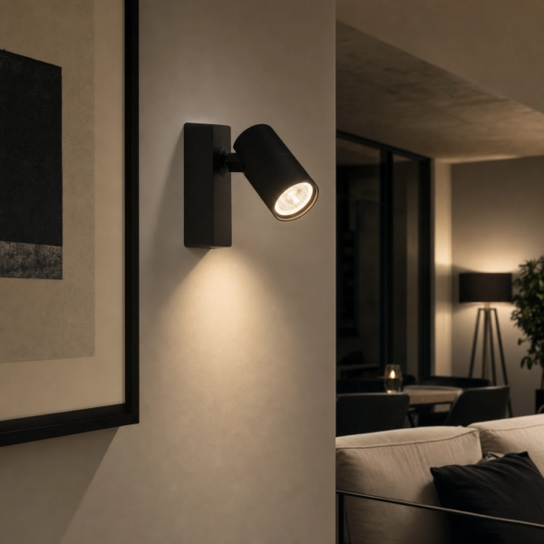 Molfetta | Aplique Aluminio Moderno Elegante Orientable GU10 en living moderno argentino