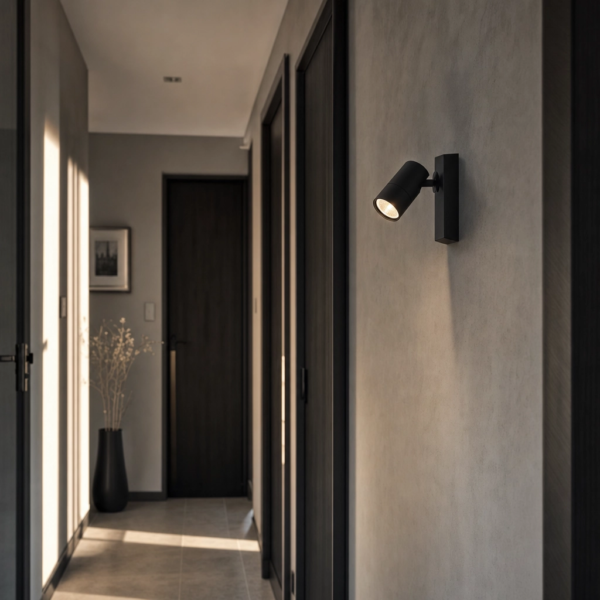 Molfetta | Aplique Aluminio Moderno Elegante Orientable GU10 en pasillo moderno argentino